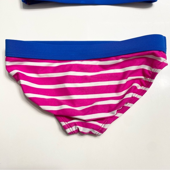Lands End Girls 5T Bikini Bathing Suit Pink Striped Two Piece - Picture 5 of 6